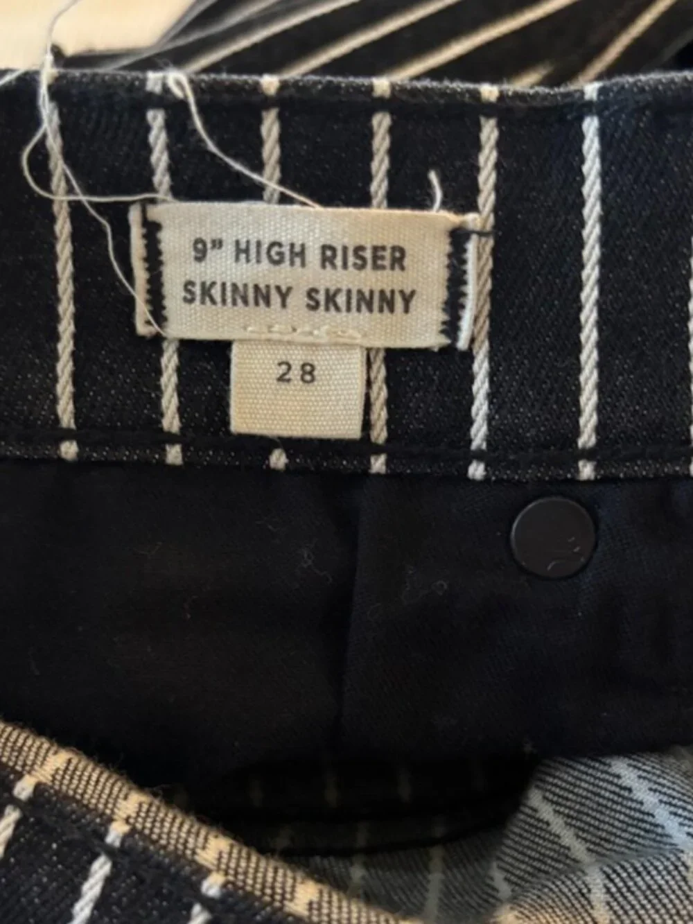 Madewell 9-Inch-High Riser Skinny Skinny Jeans Black White Stripe Size 28 - Picture 5 of 9